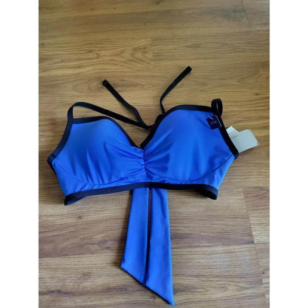 Women's Kenneth Cole Reaction NWT Bikini Top Black and Blue‎ Size 32D / 34C